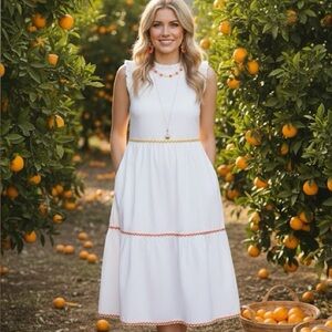 J Crew Tiered Midi Ruffle Rickrack Dress